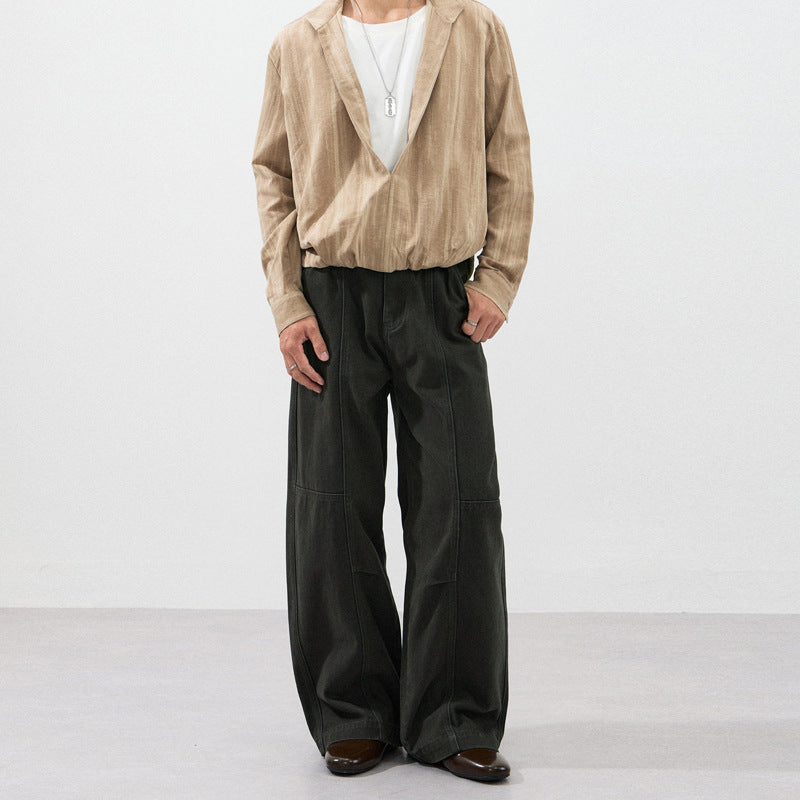 Herren Weite Paneel-Twill-Hose im Workwear-Look mit Knieabnähern Drune