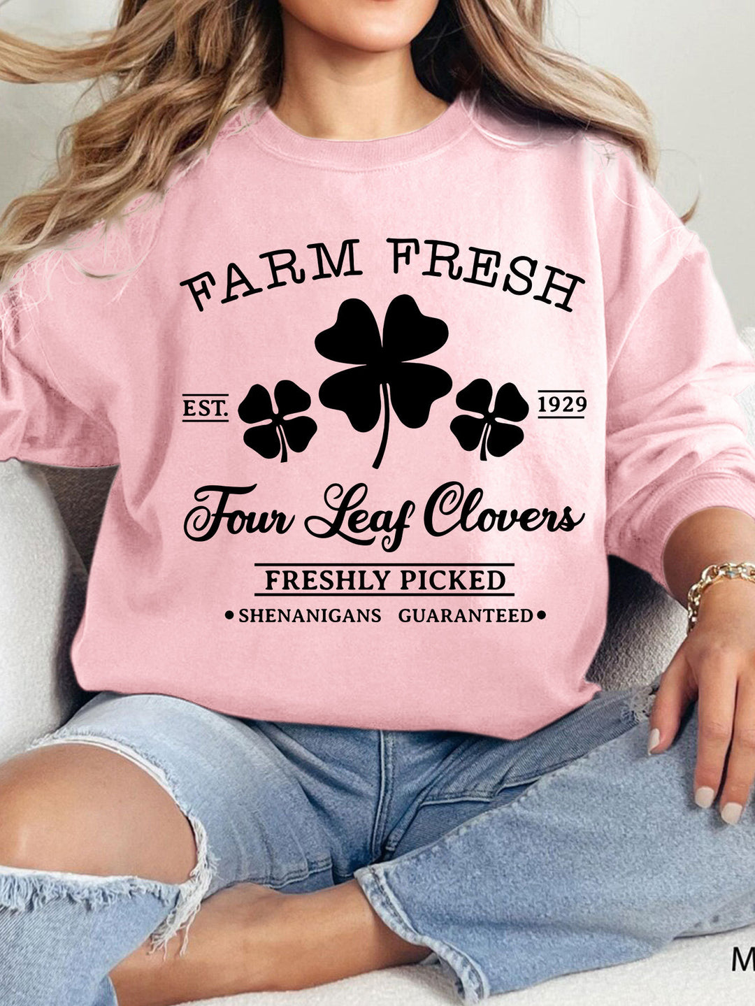 Damen Freizeit-Sweatshirt mit vintage-inspiriertem Klee-Motiv und gemütlicher Passform Drune