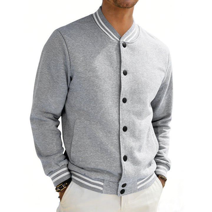 Herren Varsity-Bomberjacke aus Sweat mit gestreiftem Rippkragen Drune