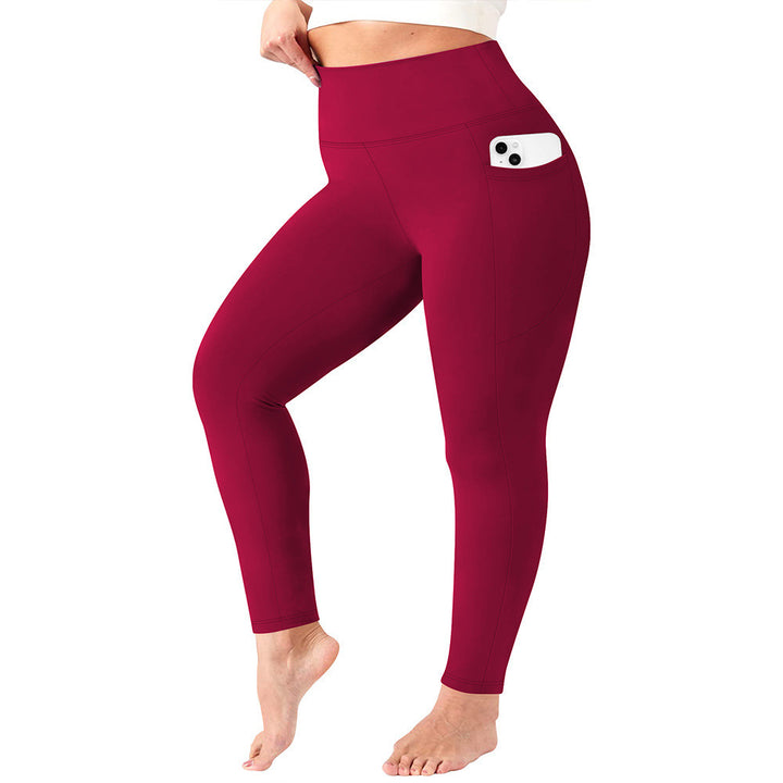 Damen hochtaillierte Sportleggings mit Seitentasche und formendem Stretchmaterial Drune