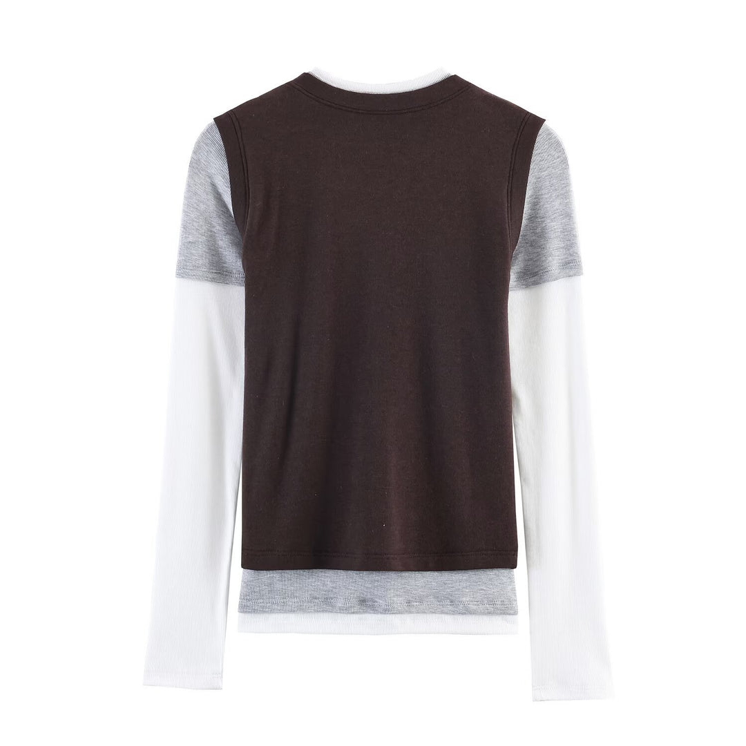 Damen Lagenlook-Longsleeve mit integriertem Kurzarm-Overlay Drune