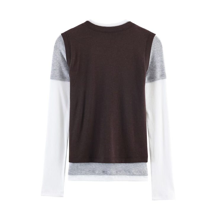 Damen Lagenlook-Longsleeve mit integriertem Kurzarm-Overlay Drune