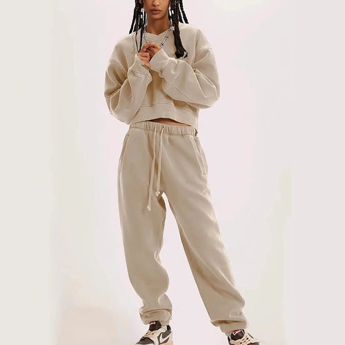 Damen Boxy-Sweatshirt mit überschnittener Schulter, verlängertem Rückenteil und brushed Fleece Drune