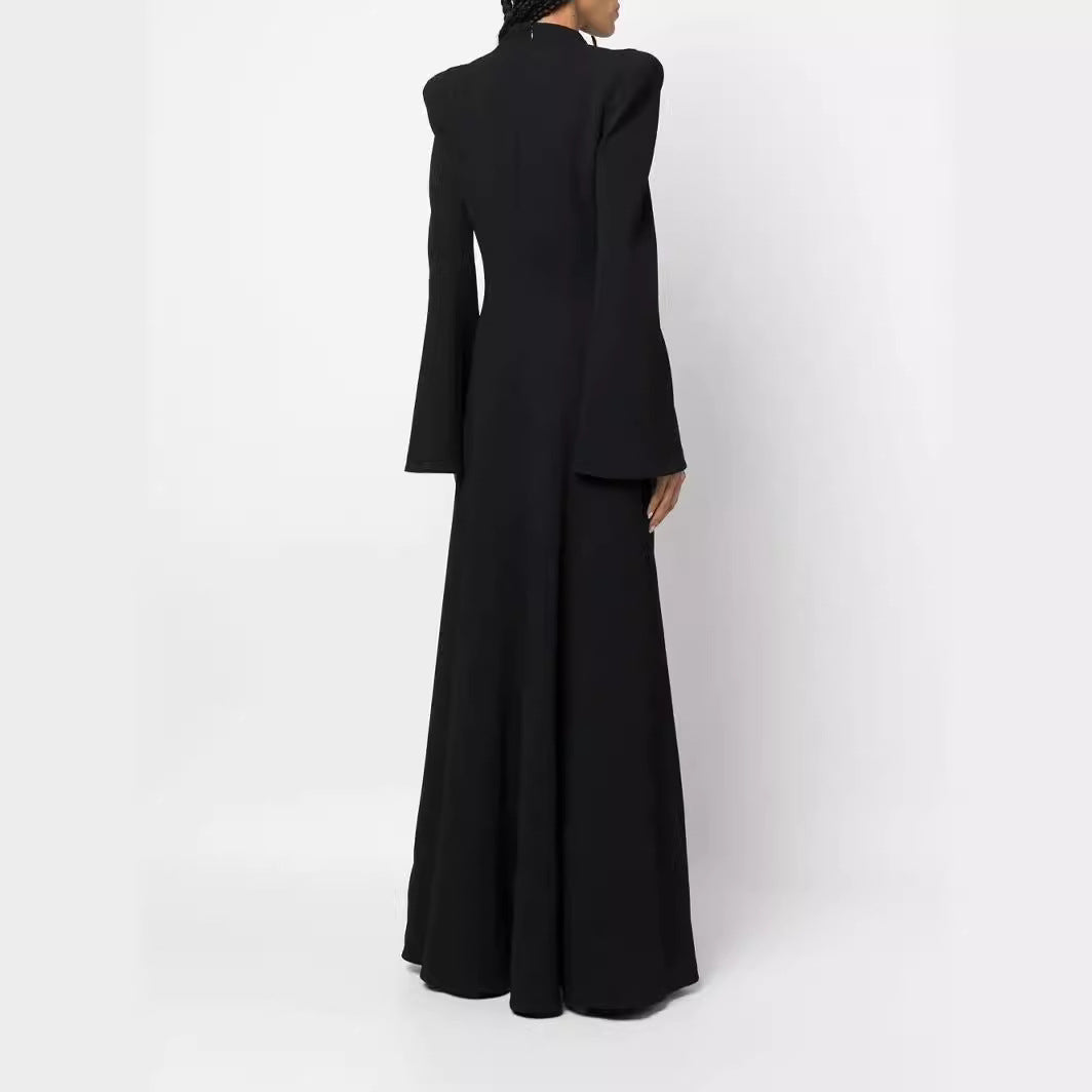 Damen Maxikleid im Blazerstil mit markanten Schulterpolstern, taillierter Silhouette und hohem Beinschlitz Drune
