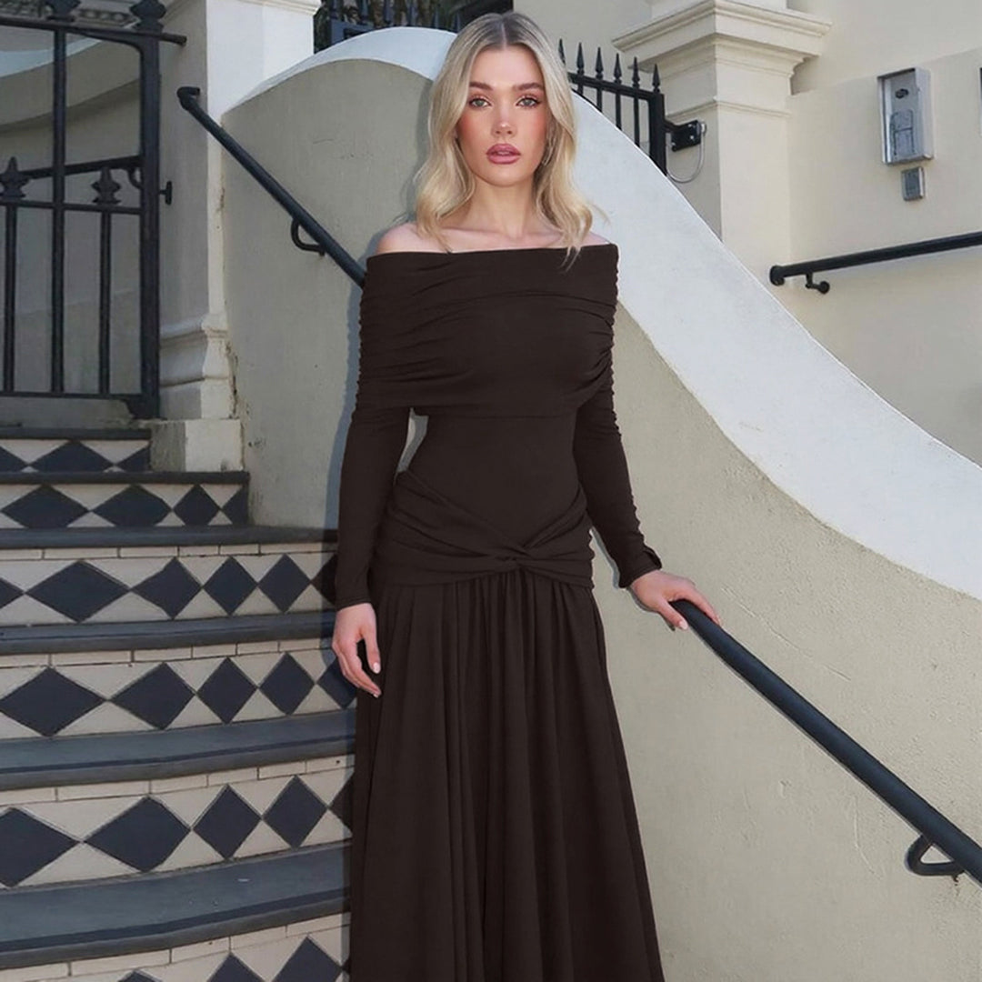 Damen Wickelkleid mit voluminösem Rüschensaum und elegantem Off-Shoulder-Design Drune