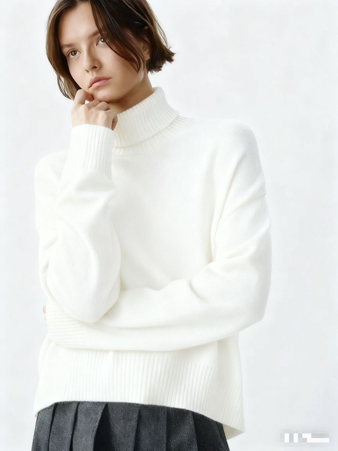 Damen Gemütlicher Rollkragenpullover mit oversized Schnitt und feiner Rippstruktur Drune