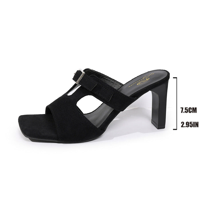 Damen elegante offene Sling-Pantoletten mit komfortablem Blockabsatz Drune