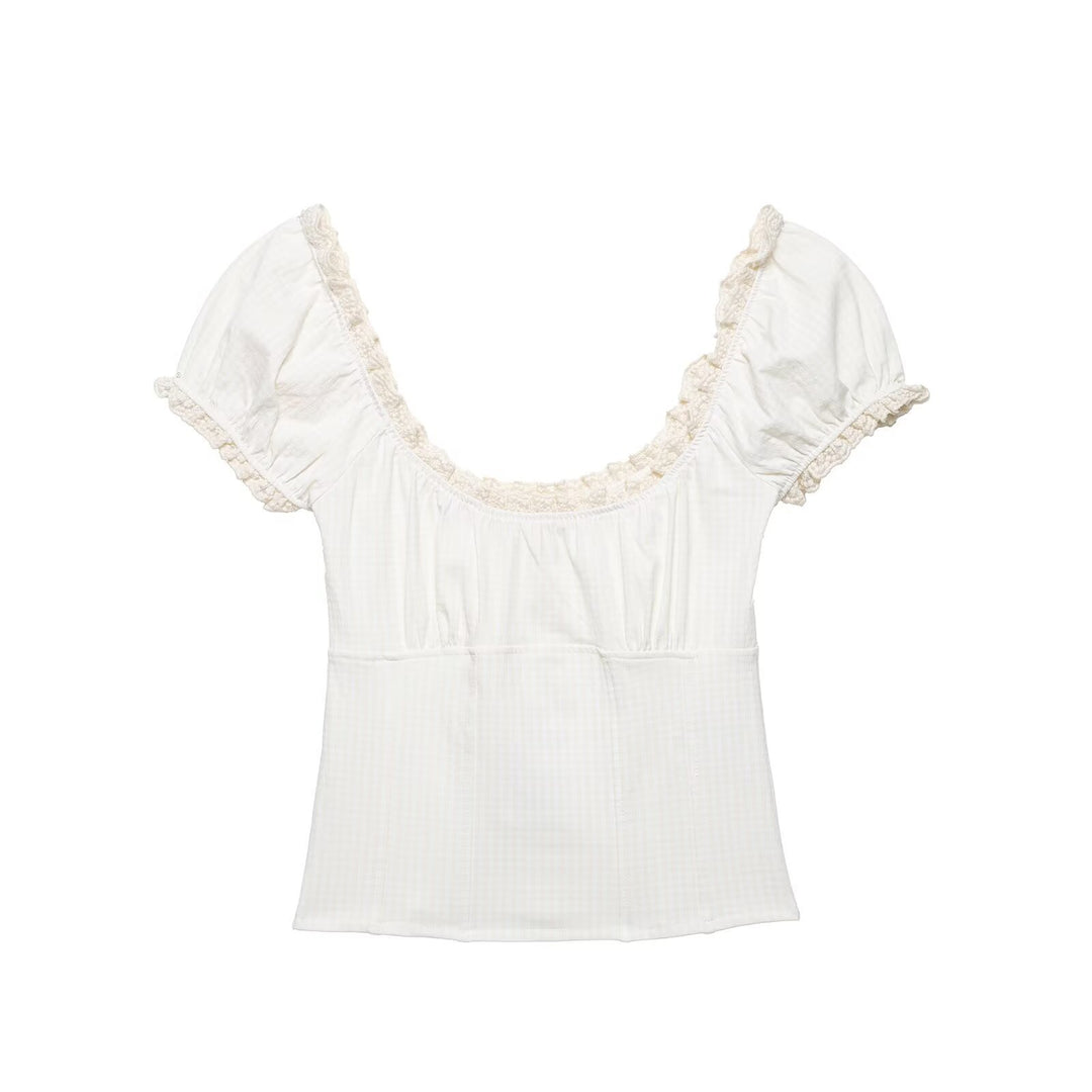 Damen Oberteil mit elegantem Rüschensaum Drune