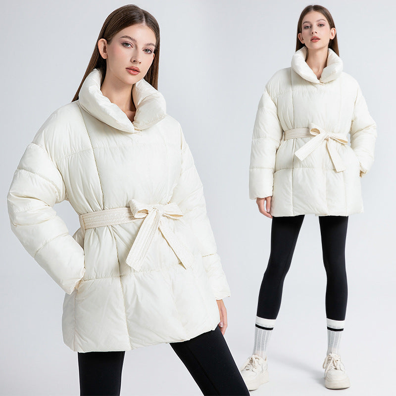 Damen Wattierte Jacke mit Gürtel und eleganter Kragenform Drune