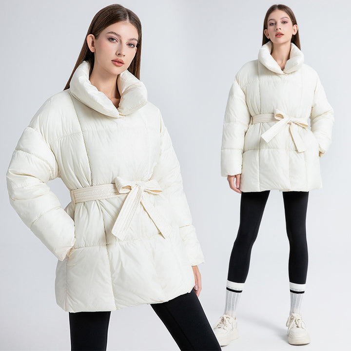 Damen Wattierte Jacke mit Gürtel und eleganter Kragenform Drune