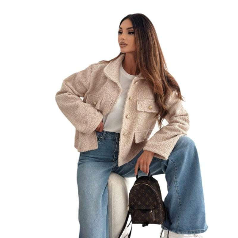 Damen Fleecejacke mit eleganten Knopfdetails und praktischen Taschen Drune