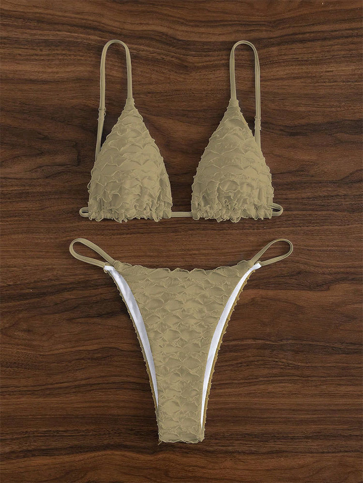 Damen Triangel-Bikini mit strukturiertem Rüschendesign Drune