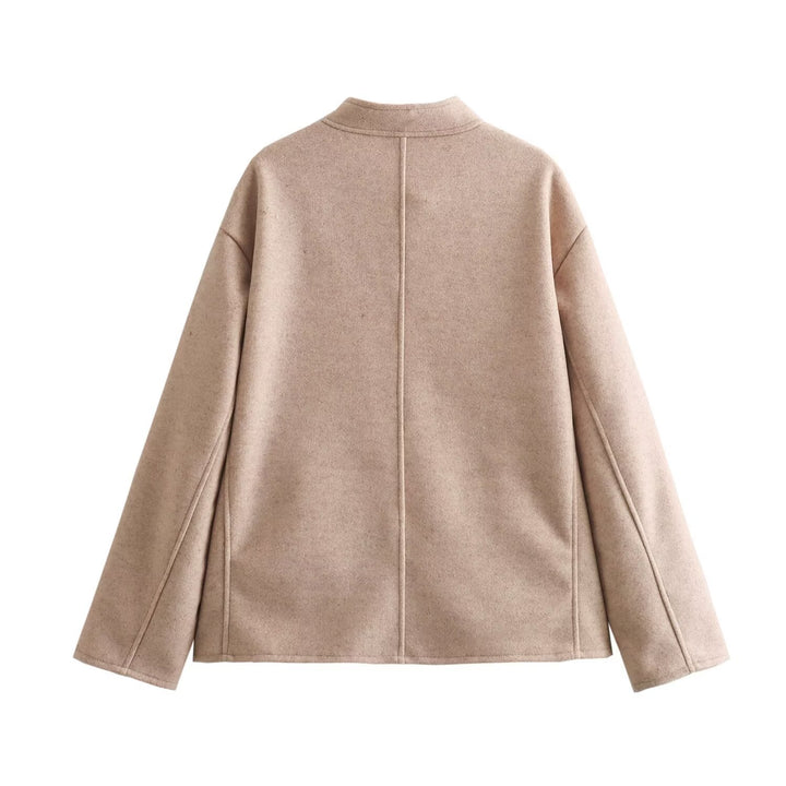 Damen Kurzjacke im Wollmix mit Rundhals, Oversize‑Passform und großen aufgesetzten Taschen Drune