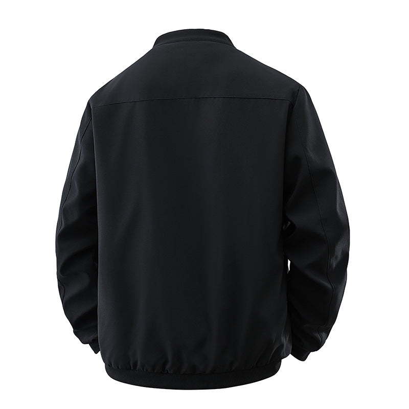 Herren Clean-Cut Stehkragen-Bomberjacke aus windabweisendem Material mit Druckknopfleiste Drune