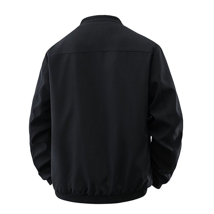 Herren Clean-Cut Stehkragen-Bomberjacke aus windabweisendem Material mit Druckknopfleiste Drune