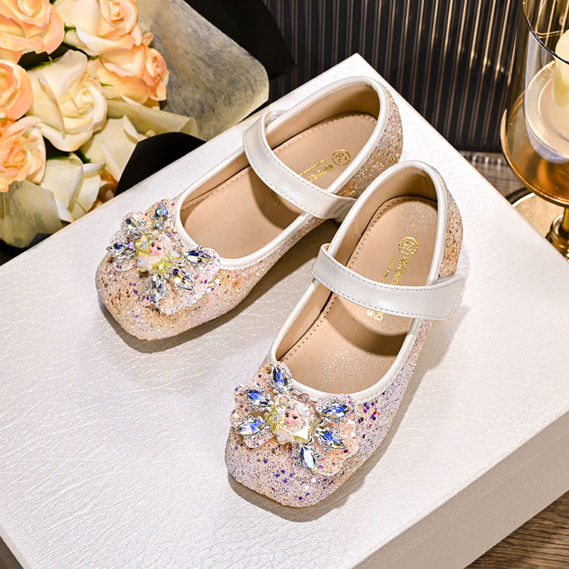 Mädchen Mary Jane Glitzer Ballerinas mit Blumenverzierung Drune