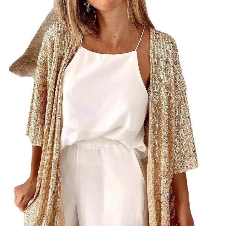 Damen lässiger Cardigan mit offenen Front und fließender Passform Drune