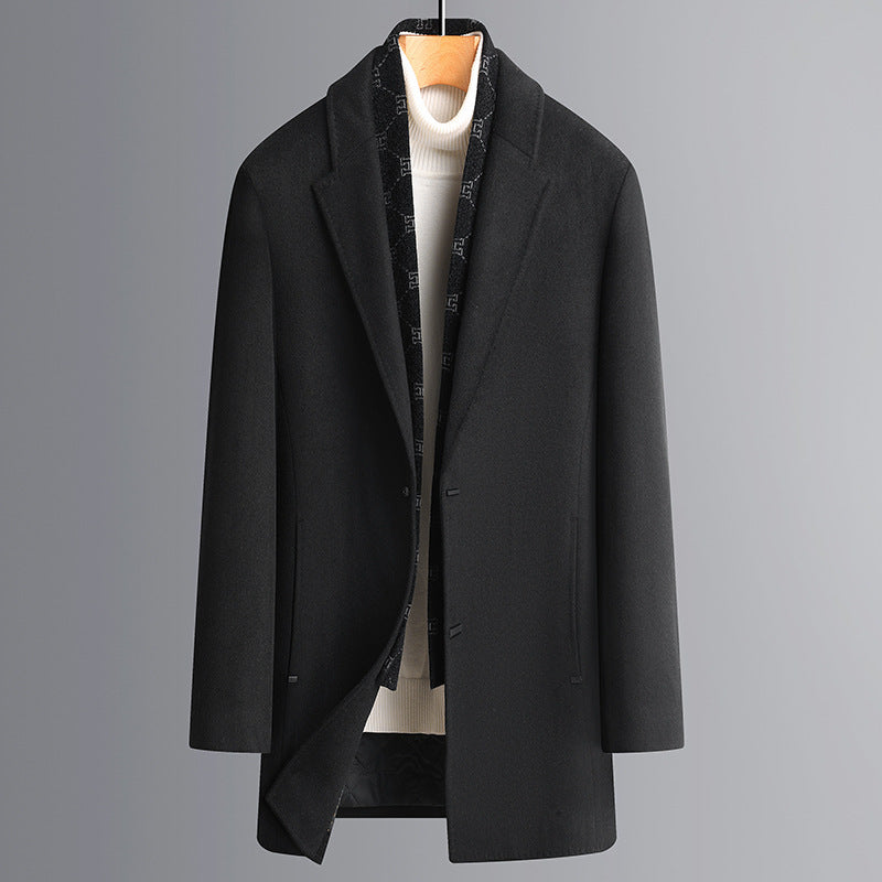 Herren Eleganter einreihiger Wollmix-Übermantel mit schmaler Silhouette Drune