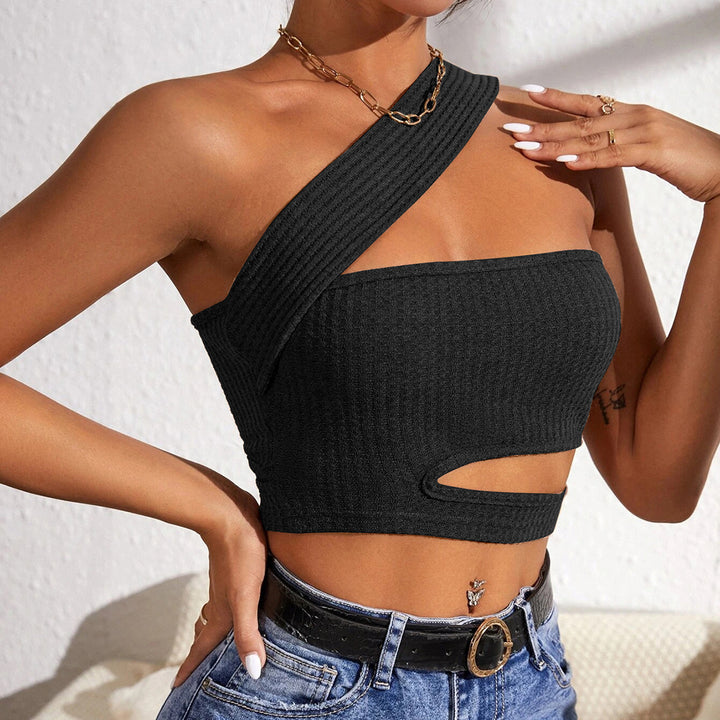 Damen asymmetrisches Crop-Top mit innovativem Cut-Out Drune