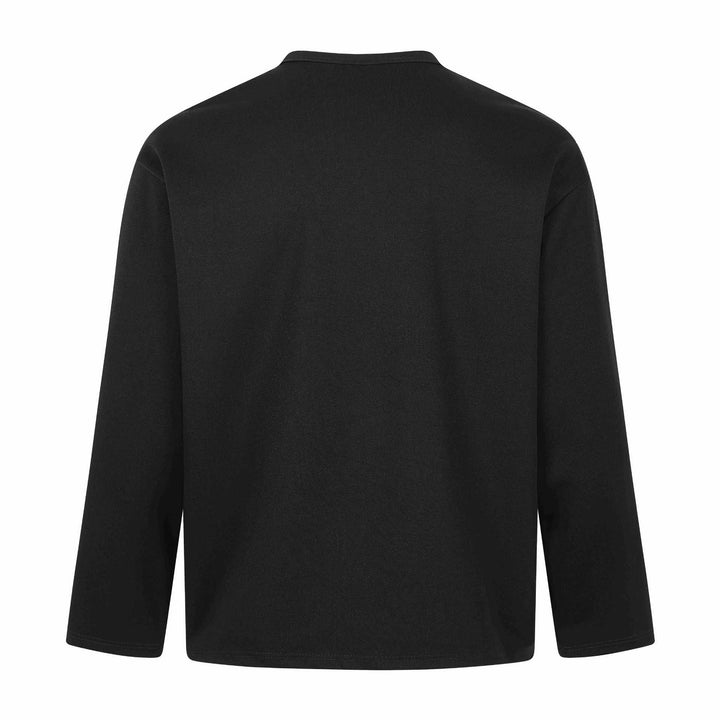 Unisex Oversize-Henley-Sweatshirt mit Notchkragen, 3/4-Ärmeln und Print Drune