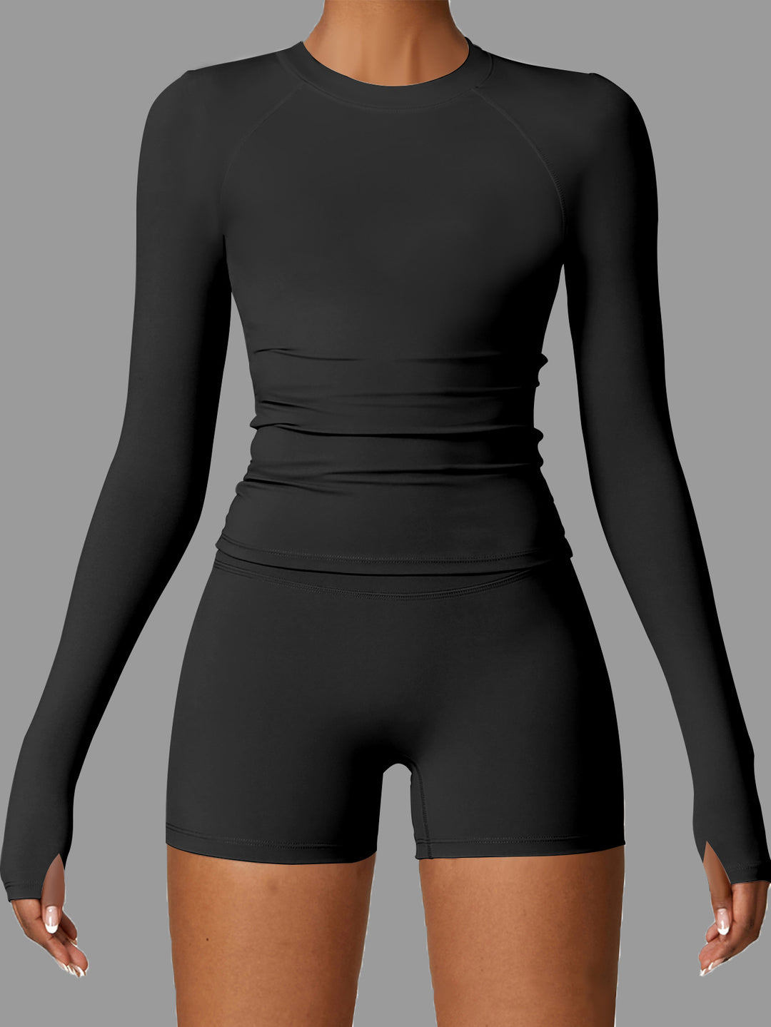 Damen Sportliche Langarm-T-Shirt mit figurformendem Design Drune
