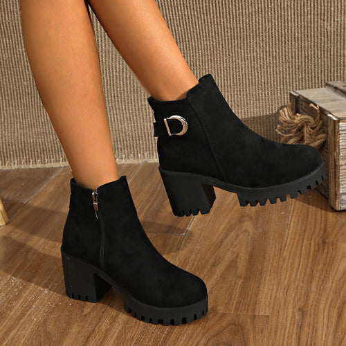Damen Modische Kick-High Stiefeletten Drune