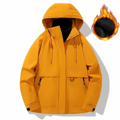 Herren Wattierte Softshell-Funktionsjacke mit Kapuze, Fleece-Innenfutter & verdecktem Reißverschluss Drune