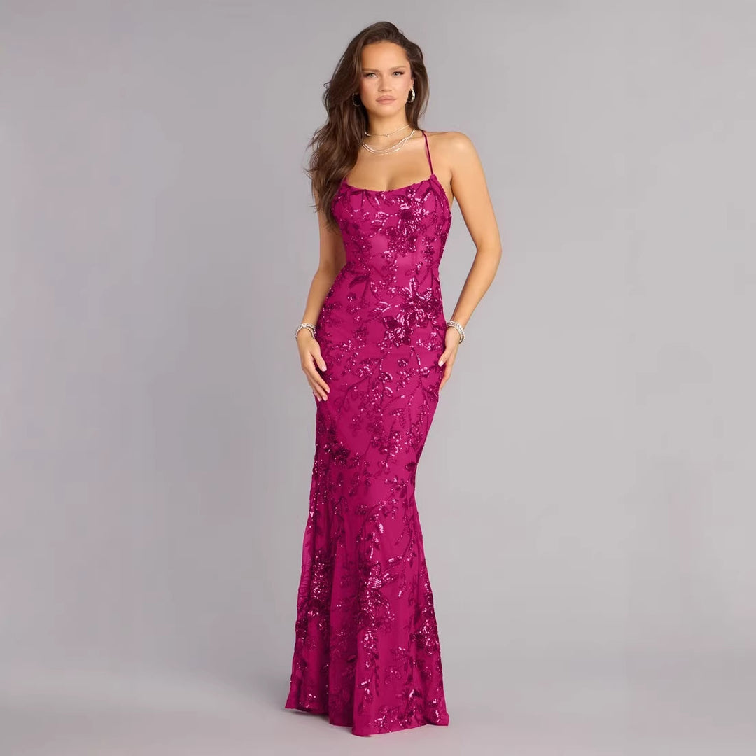 Damen Glamouröses Abendkleid mit funkelnden Pailletten Drune