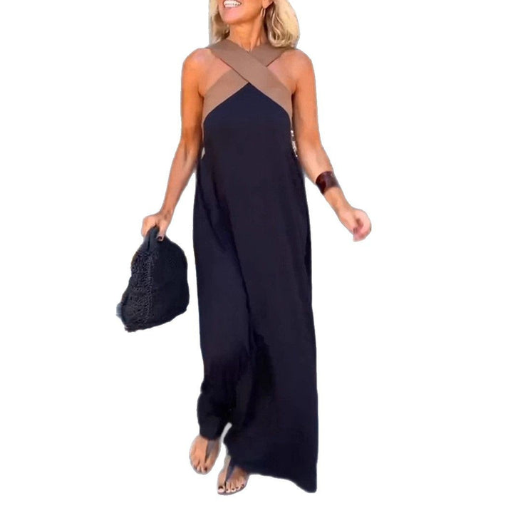 Damen nan luftiges Kaftankleid mit überkreuztem Trägerdetail, Brustpasse und weitem Fall Drune