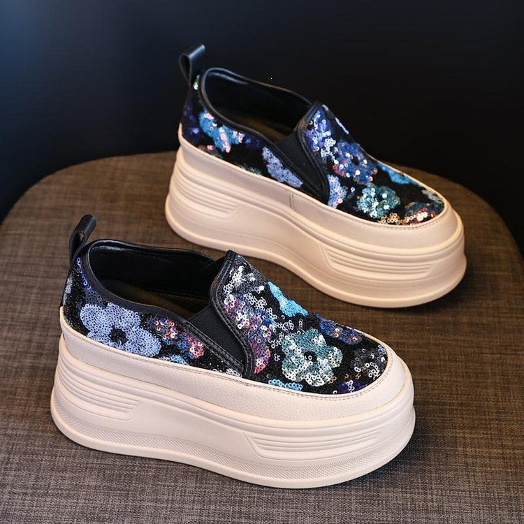 Damen Plateausneakers mit funkelnden Pailletten und elastischem Einschlupf Drune