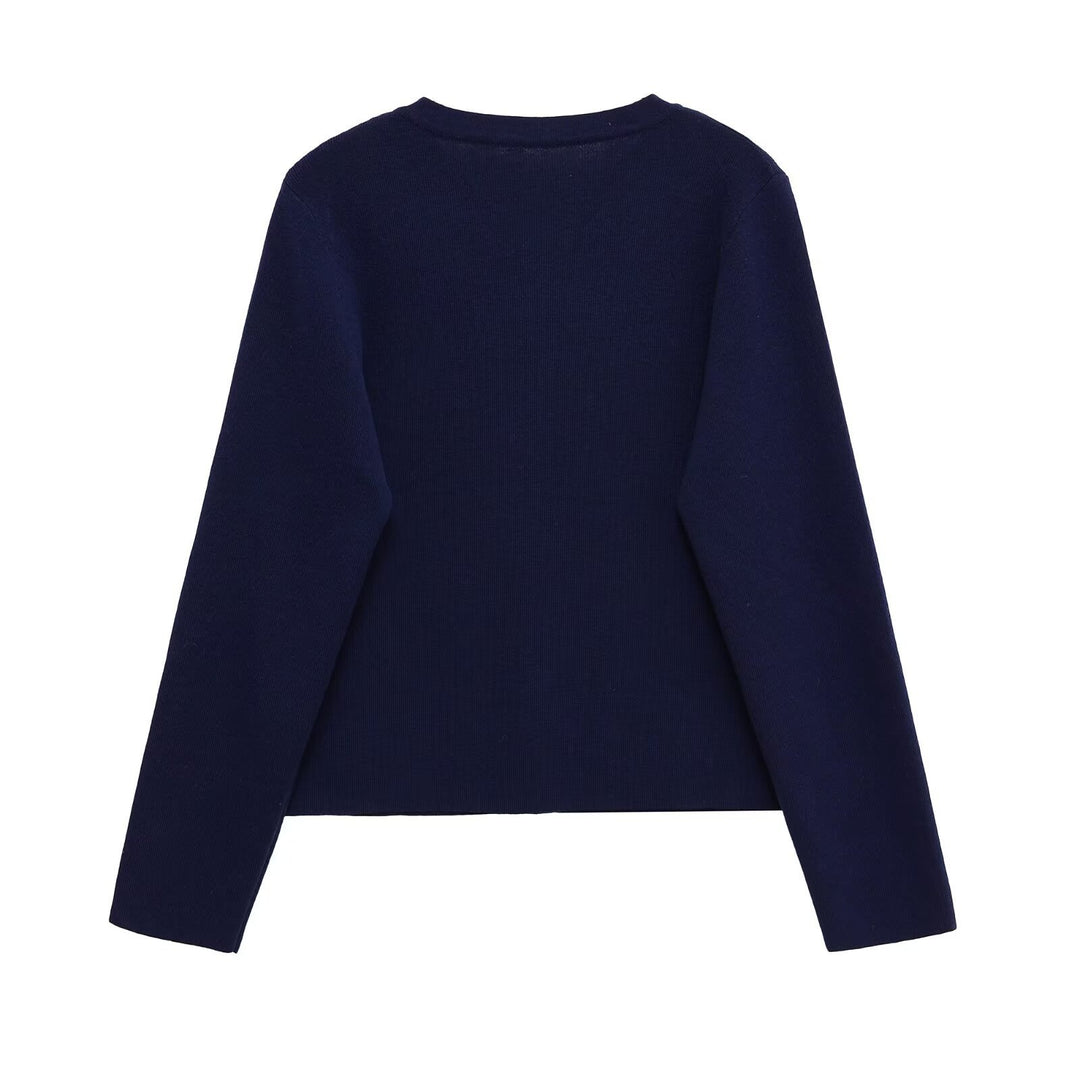 Damen Kleidung aus hochwertigem Strickmaterial mit Knopfleiste und Rundhalsausschnitt Drune
