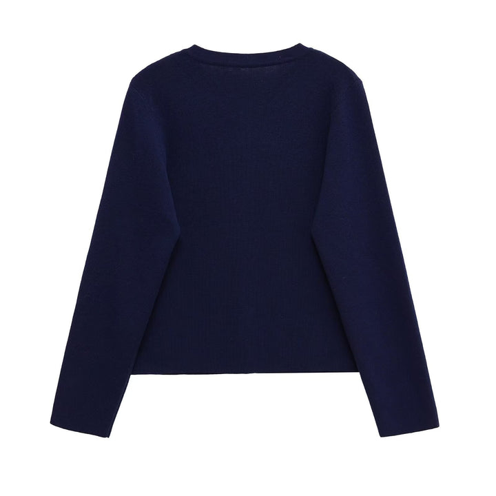 Damen Kleidung aus hochwertigem Strickmaterial mit Knopfleiste und Rundhalsausschnitt Drune
