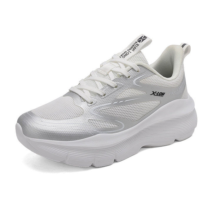 Damen nan modische Volumen-Sneaker mit atmungsaktivem Mesh, verstärkenden Overlays und extra gedämpfter Keilsohle Drune