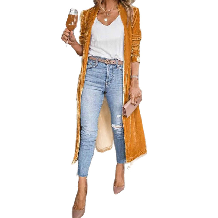 Damen Elegante Veloursjacke mit hohem Kragen Drune