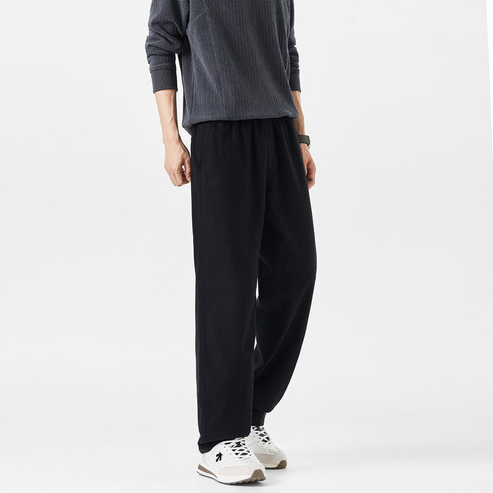 Herren Entspannte Baumwollhose mit elastischem Bund und weitem Bein Drune