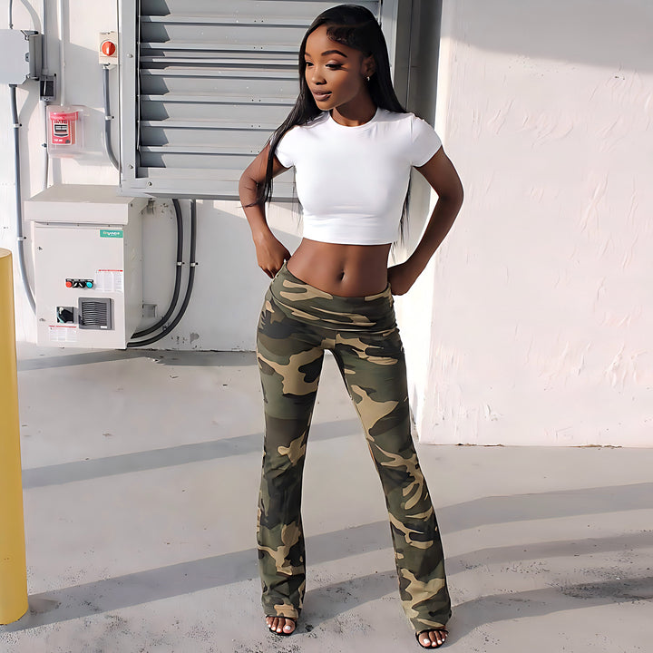 Damen Camouflage-Hose mit elastischem Bund und figurbetontem Schnitt Drune