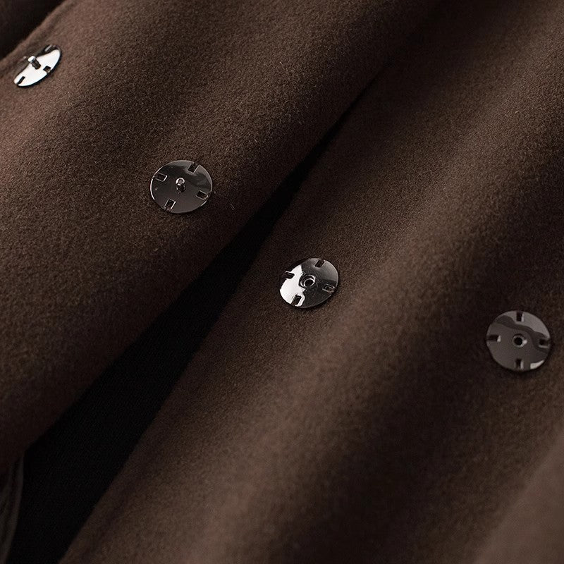 Damen Oversize Wollmix Mantel mit fallendem Revers und gerader Maxilänge Drune