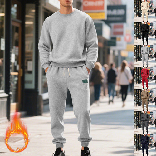 Herren lässiger Freizeitanzug mit weichem Fleece und elastischem Bund Drune