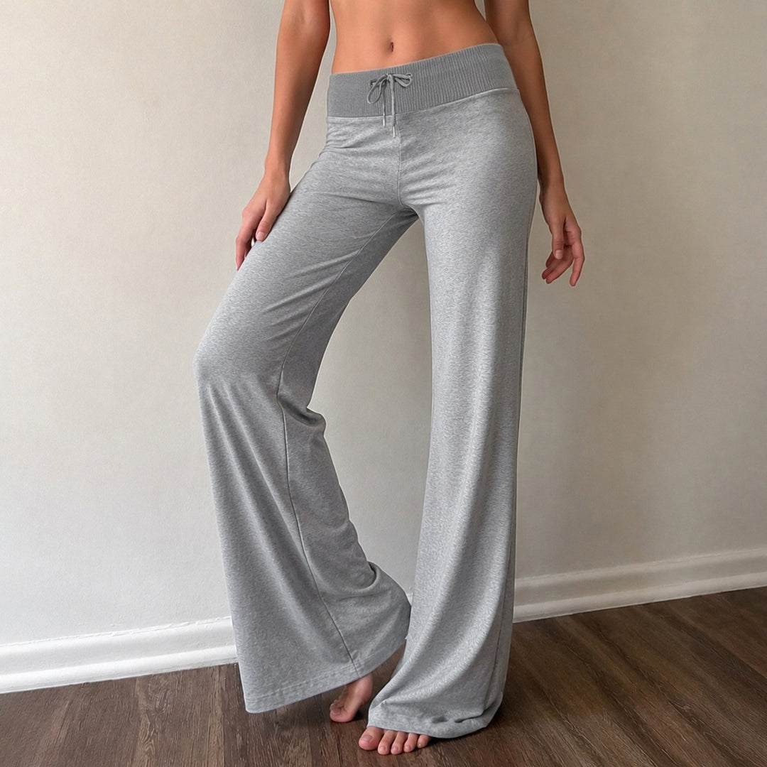 Damen weite Schlag-Sweathose mit hohem Bund und Kordelzug Drune