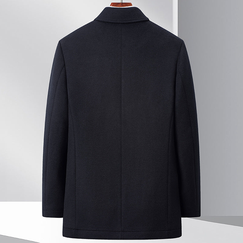 Herren eleganter Mantel aus wärmendem Wollmix mit modernem Schnitt und praktischen Taschen Drune