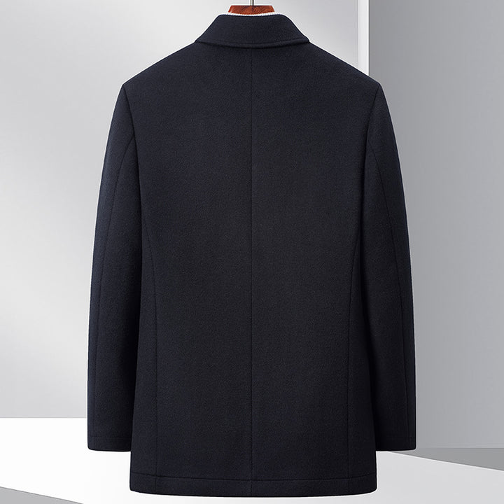 Herren eleganter Mantel aus wärmendem Wollmix mit modernem Schnitt und praktischen Taschen Drune