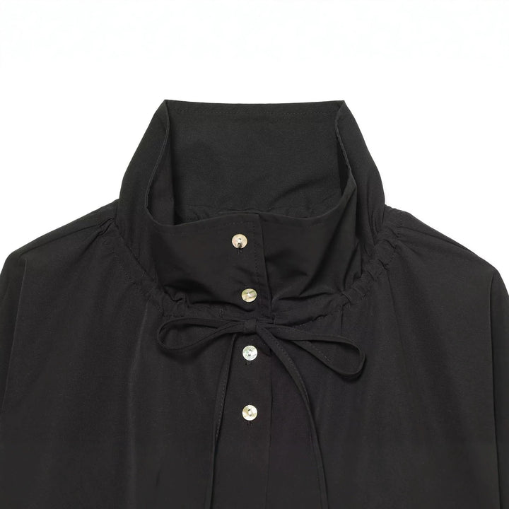 Damen Kurzer Cropped-Blouson mit hohem Stehkragen, Knopfleiste und Tunnelzugsaum Drune