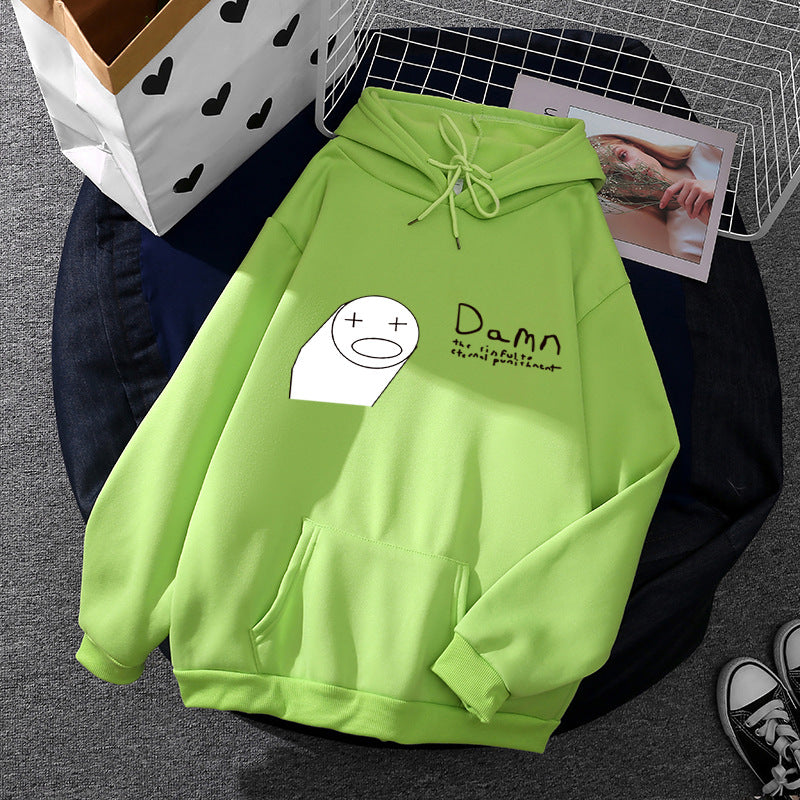 Damen nan Kapuzenpullover mit minimalistischer Grafik, lockerer Oversize-Passform und Kängurutasche Drune