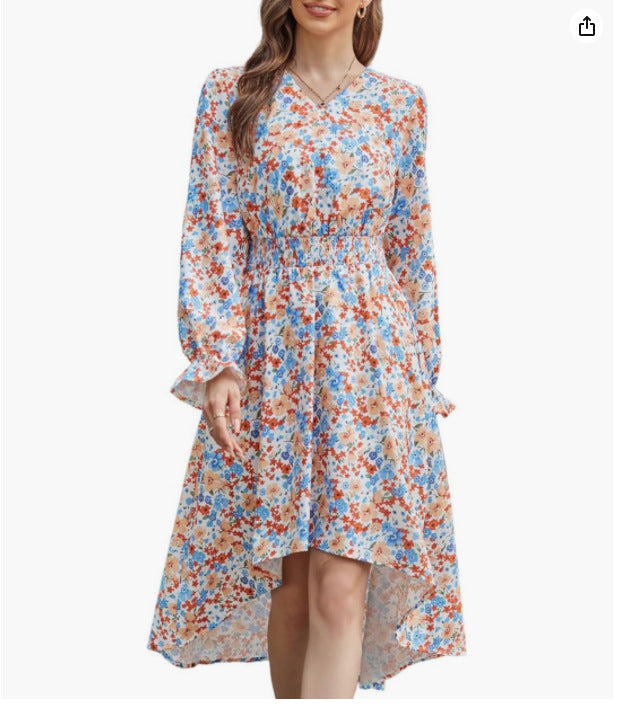 Damen Blumenmuster Kleid Drune