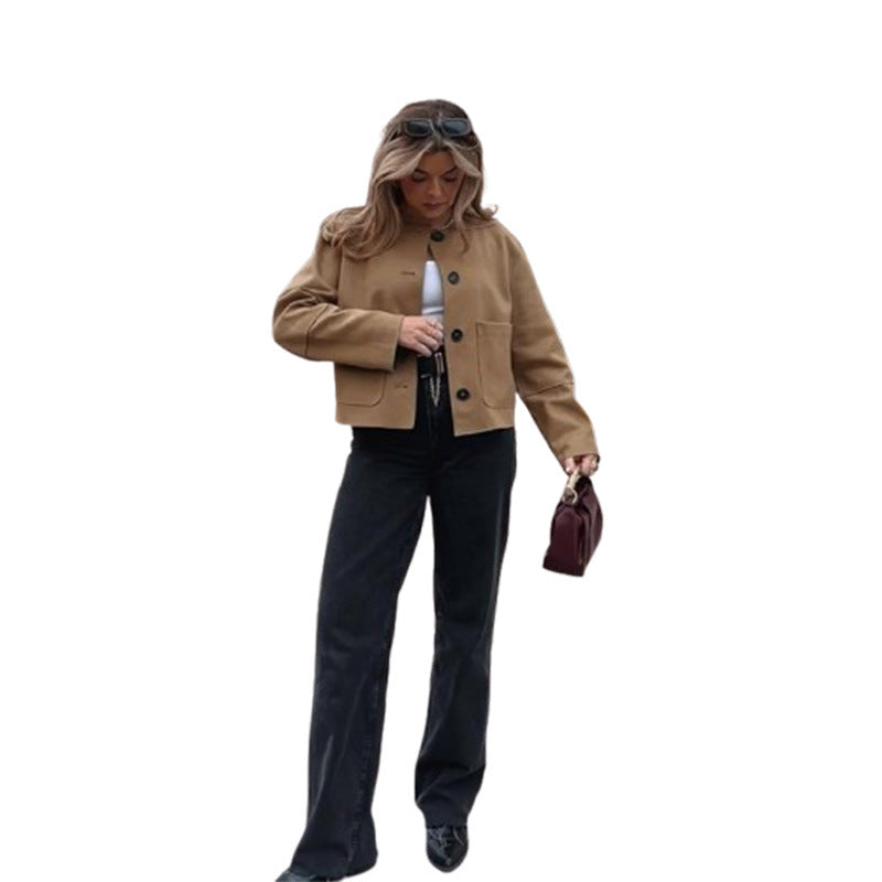 Damen Modische Jacke im minimalistischen Schnitt mit praktischen Taschen Drune