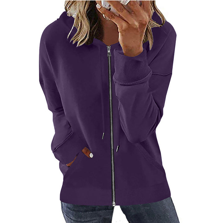 Damen nan Kapuzenjacke mit durchgehendem Reißverschluss, Kängurutaschen und elastischen Bündchen Drune