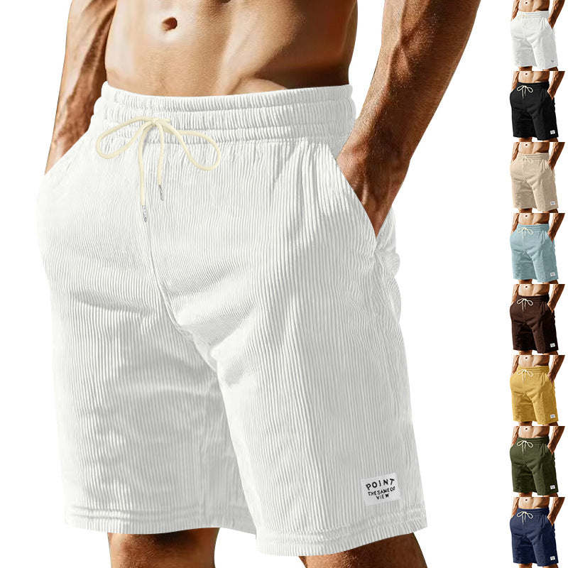 Herren nan knielange Lounge-Shorts im Rippenstrukturjersey mit elastischem Kordelzugbund und aufgesetzten Eingrifftaschen Drune