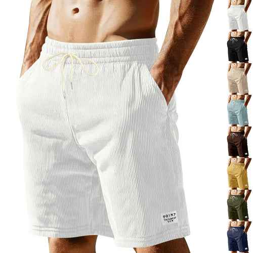 Herren nan knielange Lounge-Shorts im Rippenstrukturjersey mit elastischem Kordelzugbund und aufgesetzten Eingrifftaschen Drune