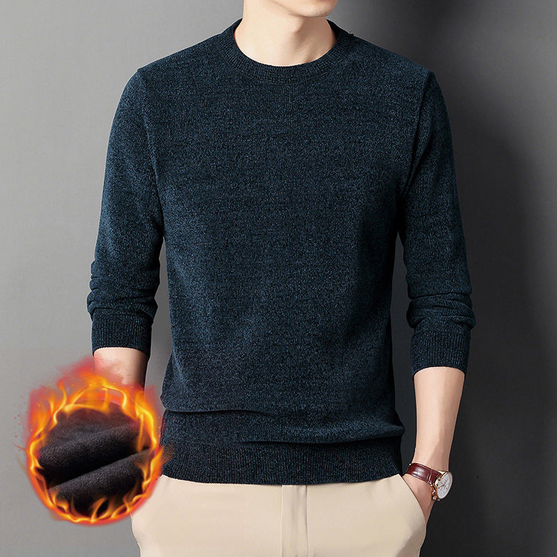 Herren Wärmender Rundhals-Pullover mit Fleece-Innenfutter Drune