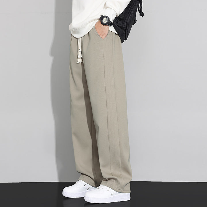 Herren Locker-weit geschnittene Lounge-Jogginghose mit Baumwoll-Fleece-Innenfutter und verstellbarem Kordelzug Drune